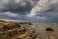 Beautiful sunset over Adriatic Sea, with beautiful dramatic cloudscape Royalty Free Stock Photo