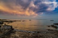 Beautiful sunset over Adriatic Sea, with beautiful dramatic cloudscape Royalty Free Stock Photo