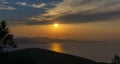 Beautiful sunset over Aegean Sea in Pelion Peninsula, Greece Royalty Free Stock Photo