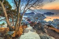 Beautiful sunset over Alesund city at Norwegian Sea, Norway