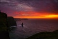 Beautiful sunset over the Atlantic from the Cliffs of Moher, County Clare, Ireland Royalty Free Stock Photo