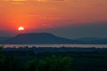 Beautiful sunset over Badacsony mountain at Lake Balaton, Hungary