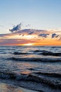 Beautiful Sunset Over Baltic Sea with cloud and beams, Jurmala Dzintari Royalty Free Stock Photo