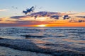 Beautiful Sunset Over Baltic Sea with cloud and beams, Jurmala Dzintari Royalty Free Stock Photo