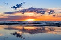Beautiful Sunset Over Baltic Sea with cloud and beams, Jurmala Dzintari Royalty Free Stock Photo