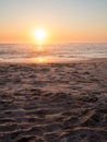 Beautiful sunset over beach at Atlantic ocean coast, Swakopmund, Namibia