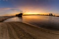 Beautiful sunset over the beach with stranded ship Royalty Free Stock Photo