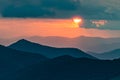 Beautiful sunset over the blue ridge mountains in North Carolina Royalty Free Stock Photo