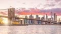 Beautiful sunset over brooklyn bridge in New York City Royalty Free Stock Photo