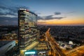 Beautiful sunset over Bucharest Financial Offices Royalty Free Stock Photo