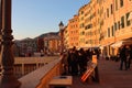 Beautiful sunset over Camogli, Italian riviera small town Royalty Free Stock Photo