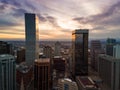 Aerial drone photo - City of Denver Colorado at sunset Royalty Free Stock Photo