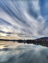 Beautiful sunset over dam in the town of Pravets located in Bulgaria and beautiful sky