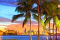 Beautiful sunset over Downtown and the Port of Miami Royalty Free Stock Photo