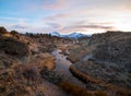 A beautiful sunset over the Eastern Sierra from Hot Creek Geological Site Royalty Free Stock Photo