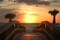 Sunset Over The Gulf of Mexico Royalty Free Stock Photo