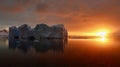 Beautiful sunset over an iceberg in Antarctica. Royalty Free Stock Photo