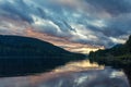 Beautiful sunset over Inland Lake near Powell River in British Columbia, Canada