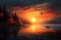 Beautiful sunset over the lake Royalty Free Stock Photo