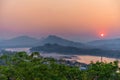 Beautiful sunset over lake in Luang prabang, Laos Royalty Free Stock Photo