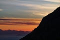 A beautiful sunset over a lake and mountain in Turkey Royalty Free Stock Photo