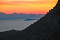 A beautiful sunset over a lake and mountain in Turkey Royalty Free Stock Photo