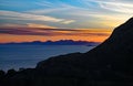 A beautiful sunset over a lake and mountain in Turkey Royalty Free Stock Photo