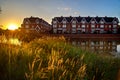 Beautiful sunset over the lake. Public park in Raison Bois-franc in Montreal, Canada Royalty Free Stock Photo