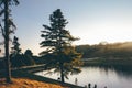 Beautiful sunset over a lake with reflections in Sao Paulo Royalty Free Stock Photo