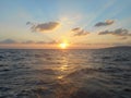 Beautiful sunset over Lake Superior with a sail boat Royalty Free Stock Photo