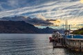 Beautiful sunset over the lake Wakatipu in Queenstown Royalty Free Stock Photo