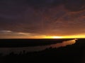 Beautiful sunset over the Missouri river near Huntsdale, Missouri Royalty Free Stock Photo