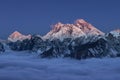 Beautiful sunset over mount Everest summit. Royalty Free Stock Photo