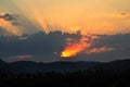Sunset over the mountains Royalty Free Stock Photo