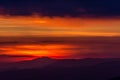 Beautiful sunset over mountains layers in Umbria Italy Royalty Free Stock Photo