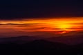 Beautiful sunset over mountains layers in Umbria Italy Royalty Free Stock Photo