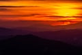 Beautiful sunset over mountains layers in Umbria Italy Royalty Free Stock Photo