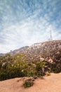 City shot of Los Angeles with Hollywood sign at night Royalty Free Stock Photo