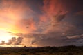 Beautiful sunset over the namibian plain