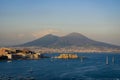 Beautiful sunset over the Naples in Italy on Mount Vesuvius background from Posillipo hill. Royalty Free Stock Photo