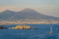 Beautiful sunset over the Naples in Italy on Mount Vesuvius background from Posillipo hill. Royalty Free Stock Photo