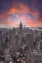 Beautiful sunset over New York City, United States featuring the Top of the Rock Royalty Free Stock Photo