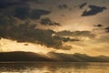 Beautiful sunset over Ohrid lake in Macedonia Royalty Free Stock Photo