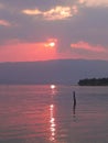 Sunset over Ohrid lake water. Royalty Free Stock Photo
