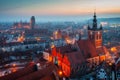 Beautiful sunset over the Old Town of Gdansk city, Poland Royalty Free Stock Photo