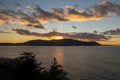 Beautiful Sunset Over Orcas Island, Washington. Royalty Free Stock Photo