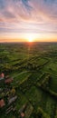 Beautiful sunset over a picturesque countryside landscape Royalty Free Stock Photo