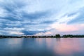 Beautiful sunset over the Rhein river in Mainz, Germany Royalty Free Stock Photo