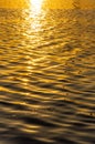 Beautiful sunset over the river. The solar path on the surface of the water. Reflection of the setting sun