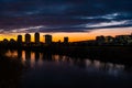 Beautiful sunset over Sava river in Zagreb, Croatia Royalty Free Stock Photo